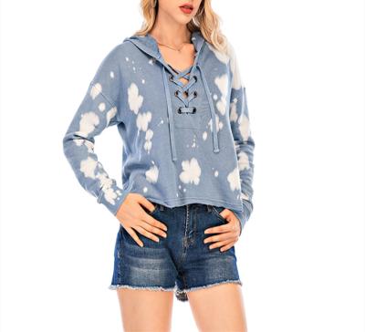 China Custom Anti-Wrinkle Tie Dye Hoodies Customize OEM Dongguan China Springs Long Sleeve V-neck Women's Casual Clothing 2022 Factories for sale