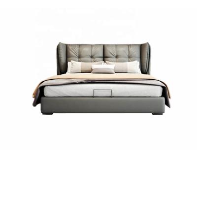 China Adjustable Bedroom Furniture Luxury Italian King Size Leather Bed for sale