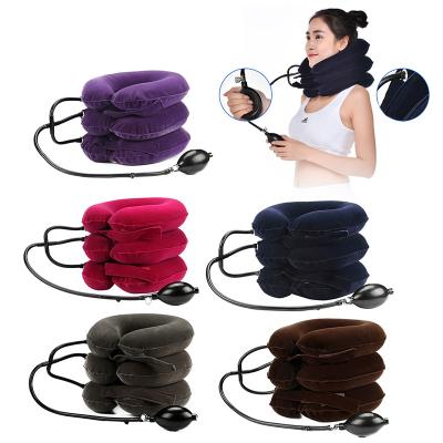 China Comfortable Heated Neck Massager Inflatable Collar Suede Material For Neck Pain Relief for sale