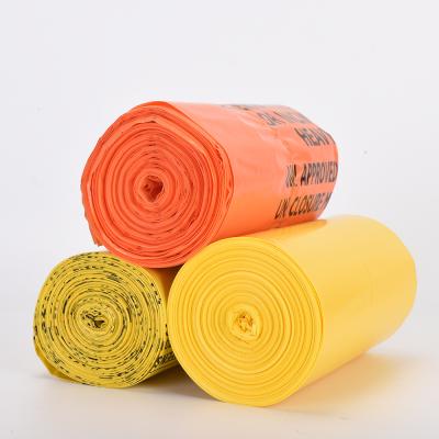 China Safety HDPE Yellow Medical Biohazard Waste Bag For Clinical Waste for sale