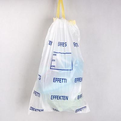 China Custom Household Logo Printing Drawstring Garbage Bag Interleaved Plastic Garbage Bag for sale