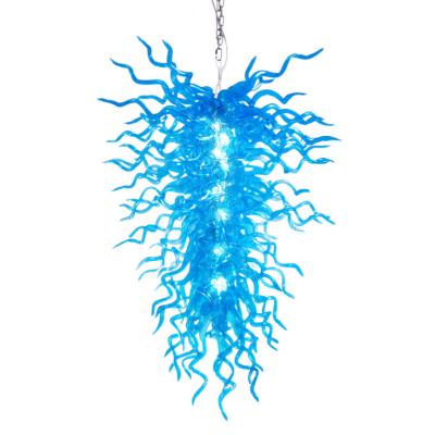 China Customized Modern Blue LED Pendant Lamp Decor Romantic Home Chandelier Lighting Hand Blown Murano Glass Chandeliers for sale