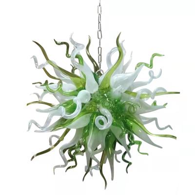 China Modern Decoration Light Indoor Lighting Simple Modern Glass Pendant Led Chandelier For Dining Living Room Art Design Green Ball Hand Blown Glass Lamp for sale