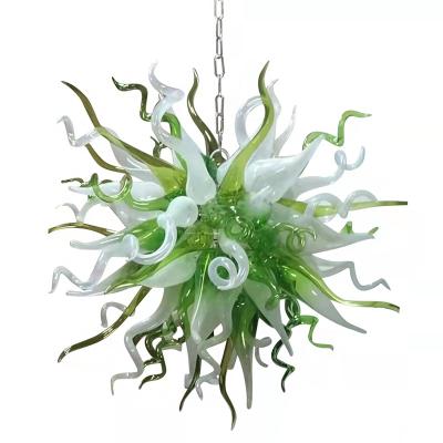 China Modern Nordic Hanglamp For Creative Hallway Of The Living Room Design Green Ball Chandelier Hand Blown Glass LED Ceiling Lights for sale