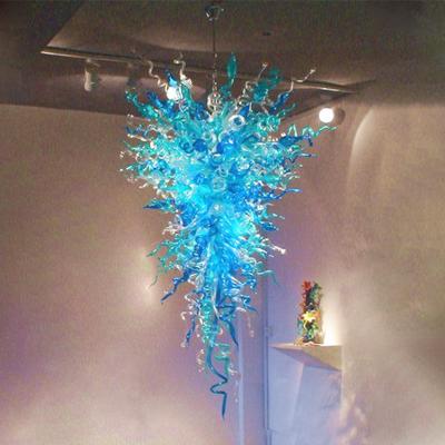 China Modern Contemporary LED Light Blown Glass Chandeliers Lighting Turquoise And Blue Modern Led Chandeliers 48 Inches Tall Pendant Light for sale