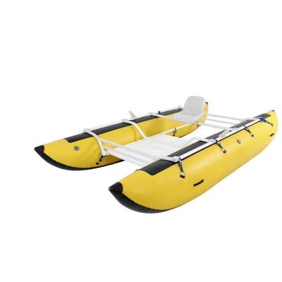 China 2021 0.9mm PVC 2021 Cold And Heat Resistant Strong Anti-Aging Personal Pontoon Fishing Boat Easy To Use for sale