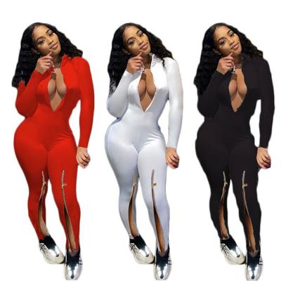 China Anti-Wrinkle New Arrival Color Sheer Bodycon One Piece Overalls Long Sleeve Women Overalls And Rompers Overalls for sale