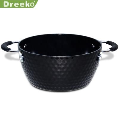 China Durable Black Hammered Forged Aluminum Nonstick Pot Casserole for sale