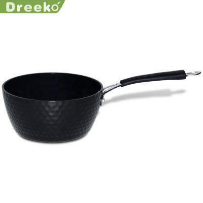 China Sustainable 16/18/20 Cm Black Color Forged Hammered Aluminum Nonstick Cooking Pot for sale