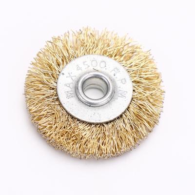 China Cleaning Best Selling 65mm Industrial Circular Polishing Wire Brush Brass Wire Brush For Grinder for sale