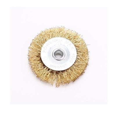 China Custom Printed 0.236 Inch Spindle Wire Cleaning Clean Brush Crimped Wire Wheel Brushes For Grinder for sale