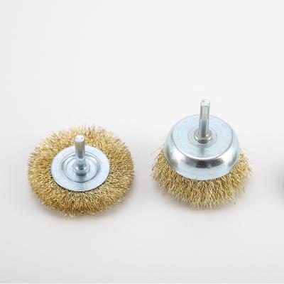 China Hot Selling 3.94IN 6MM Circular Wire Brush Mini Steel Wire Cleaning Brush POLISHING Spindle for Grinder for sale