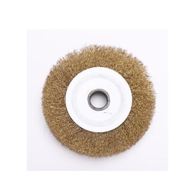 China Durable High Quality Circular Metal Cleaning Brushes 150MM 22MM Shaft Wire Polishing Clean Brush for sale