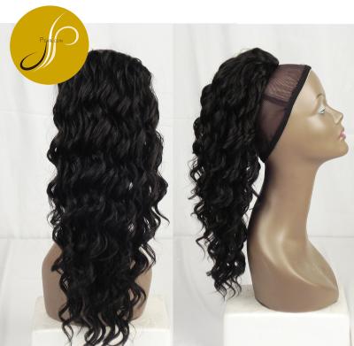 China Synthetic Fiber Top Black Natural Wave Pearlcoin Long Wave Ponytail Extension Wholesale for sale