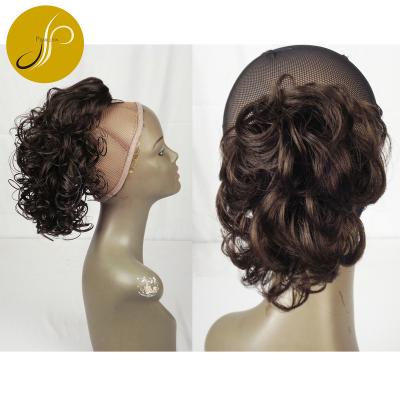 China Hot Selling Pearlcoin Curly Synthetic Hair Fiber Brown Ponytail Extensions for sale