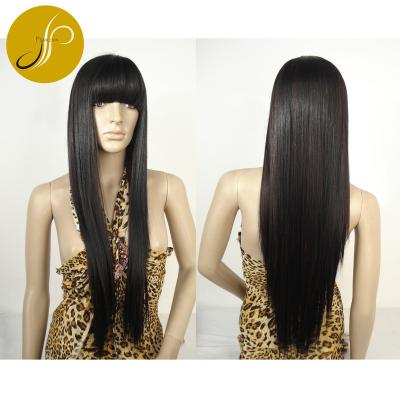 China Pearlcoin Good Quality Fiber Black Color Straight Heat Resistant 18-28 Inch Long Straight Lace Non Machine Made Synthetic Wig for sale