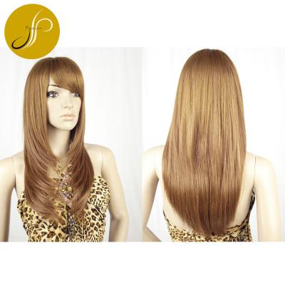 China Beautiful Popular Pearlcoin Synthetic Fiber Solid Color Heat Resistant Mixed Straight Long Length Non Lace Wig for sale