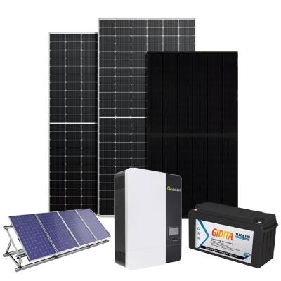 China Pv 5kw 3kw 1kw Solar Panel 5000 Watt Off Grid Solar Energy Whole House Off-grid Solar System With Lithium Battery for sale