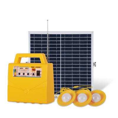 중국 Radio and Lighting Function 20W Solar Lighting System with 12V 7AH Battery Capacity 판매용