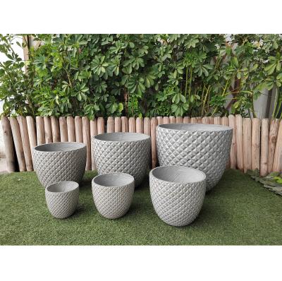 中国 Set 6 Diamond Design Antique Grey Flower Pot Garden Pot Size 2 D18.5*H16.5cm 販売のため