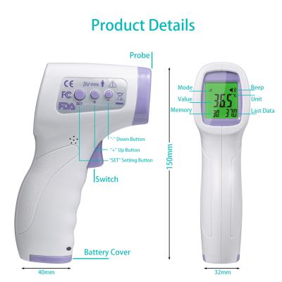 Chine Le thermomètre infrarouge de front de Digital de température corporelle de bébé entrent en contact avec non le thermomètre de l'affichage à cristaux liquides IR à vendre