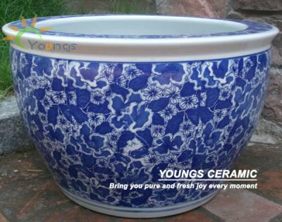 China Chinese Ceramic Large Size Blue And White Ceramic Planters Tree Pots For Wholesale for sale