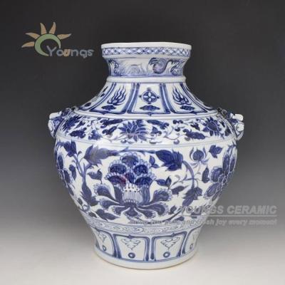 China Old Chinese Chinese Yuan Dynasty Hand Painted Blue White Vase for sale