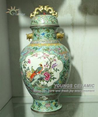 China Chinese antique heavy porcelain qing dynasty family mounted porcelain vase for luxury collection for sale