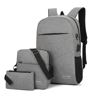 China High Quallity 3 PCS Set Unisex Custom Pack Bag Night Reflective Laptop Backpack with USB Charging Port backpack bag for sale