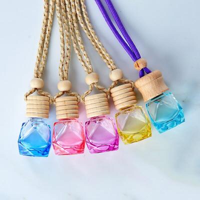 China Factory Price Fashionable Glass Shape Car Air Freshener Customized Bottle Hanging Empty Essential Oil Diffuser Bottle for sale