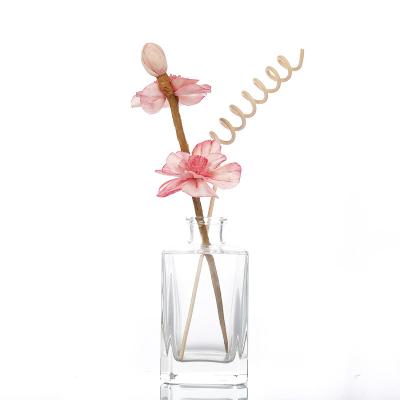 China New Popular 100ml Perfume Diffuser Glass Flat Transparent Bottle With Cork Lid Bedroom Home Glass Bottle Diffuser for sale