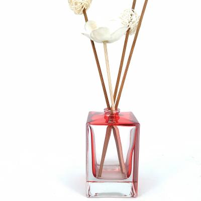 China Wholesale New Popular Color Design 100ml Square Shape Aroma Reed Diffuser Glass Bottle for sale