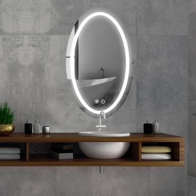 China Lighted Cosmetic Wall Mount Round Oval Smar Illuminated Fogproof Smart Home Hotel Bathroom Led Mirror With Light for sale