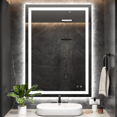 China Lighted mirror suitable for bathroom with light for weakest wall fog light stepless memory function (backlight + headlight) for sale