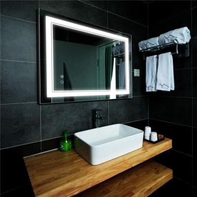 China LED Lighted Bathroom Mirror Wall Mounted Vanity Mirror With Fogproof Adjustable Light Touch Button Waterproof Smart Makeup Mirror for sale