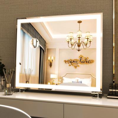 China Hollywood Lighted Makeup Mirror with LED Lights Large Lighted Vanity Mirror Suitable for Office Mirror or Bedroom Wall Mounted for sale