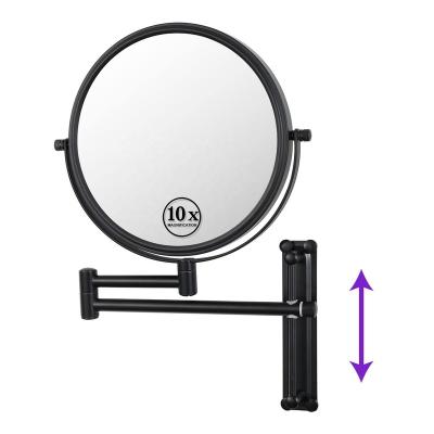 China Lighted Makeup Mirror Wall Mounted Magnifier Adjustable Size 360 ​​Degree Rotation Double Sided Extension Makeup Mirror for sale