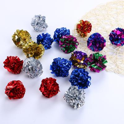 China Viable Funny Pet Toys Ring Paper Foil Ball Random Supplies Color Original Mylar Fold Balls Cat Toys for sale