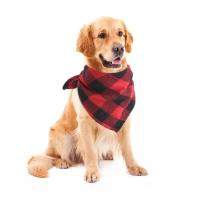 China Dog Handkerchiefs Viable Classic Cotton Plaid Dog Design Single Layer Triangle Shaped Pet Bandana for sale