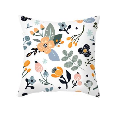 China Household Peach Skin Sofa Cushion Cover Made Outdoor Nordic Green Plant Office Pillow Case for sale