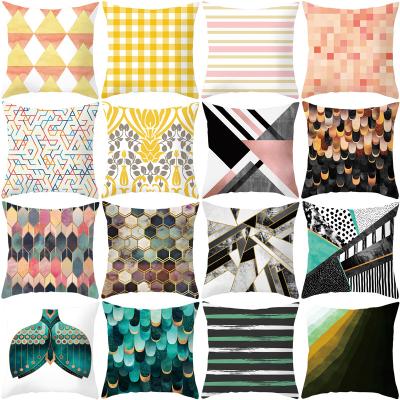 China Household Abstraction Geometric Number Printed Square Tile Sofa Cushion Cover Pillow Cases Car Pillow Cases for sale