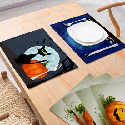 China Halloween Theme Northern Europe Restaurant Table Mat 100%Cotton Sustainable Canvas Table Mat Placemat for sale