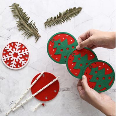 China Sustainable Creative Christmas Tree Coaster Snowflake Cushion Felt Tea Coasters Customized for sale