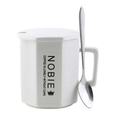 China New Business Office Simple Ceramic Cover And Spoon Mug Home Creative Couples Custom Ceramic Coffee Mug for sale