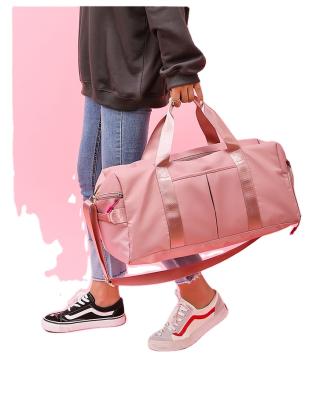 China Fashion \ Logo Pink Gym Women Design Nylon Fleece Tote Bag Luggage Duffle Travel Bag Custom Waterproof Man Comfortable \ Durable Fashion With Shoe Compartment for sale