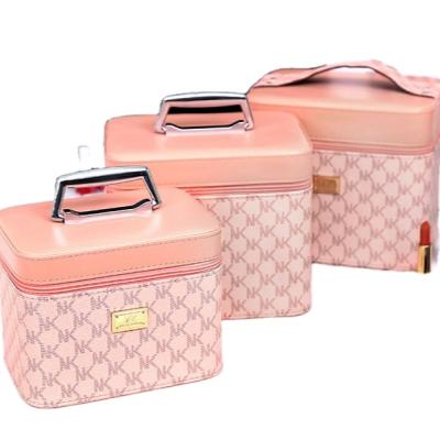 China Fashion\Large Capacity PU Leather Makeup Case Travel Multi Functional Portable Professional Cute Comfortable\Durable Makeup Bag With Pattern for sale