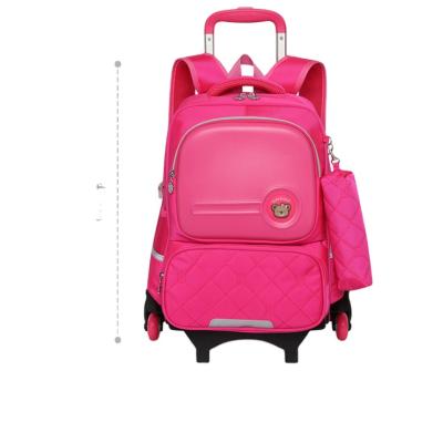 China Waterproof 2020 New Kids Bookbags Kindergarten Mochila Cartoon Princess Trolley School Bags For Girls Children Wheeled Schoolbag for sale