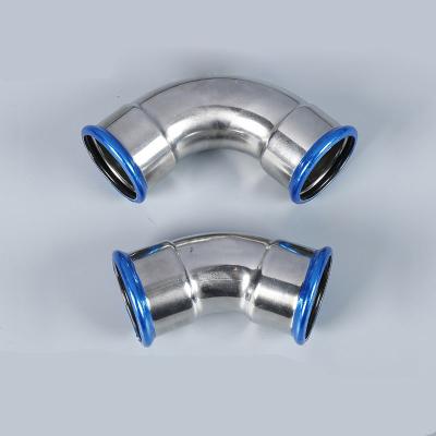 China Fluid Single Press Fit Fittings Pipe Stainless Steel 304/316 steel fitting - press Elbow Stainless Steel for sale