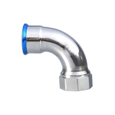 China Fluid High Quality Anti-corrosion 90 Degrees Internal Thread Elbow  Single Press Fit Fittings Pipe Stainless Steel 304/316 for sale