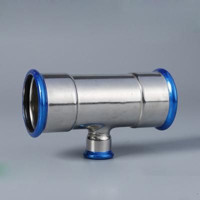 China Fluid Factory Wholesale Promotional Stainless Steel Tube Fitting  Reducer Tee Pipe Single Press Fit Fittings Plumbing Fittings for sale